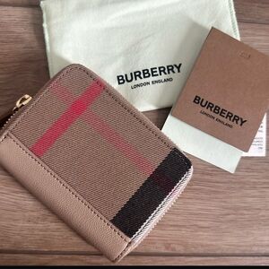 Burberry Tan and Red Wallet